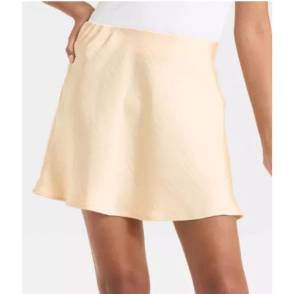 Women's Satin Mini A-Line Skirt - A New Day Cream Size 8. Zip. NWT. O - Picture 1 of 8